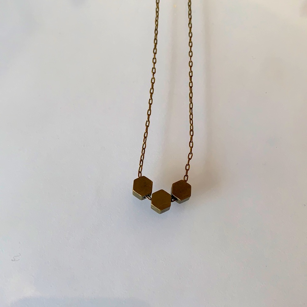 Michelle Starbuck Designs Tiny Hexagons Necklace with 18” chain.